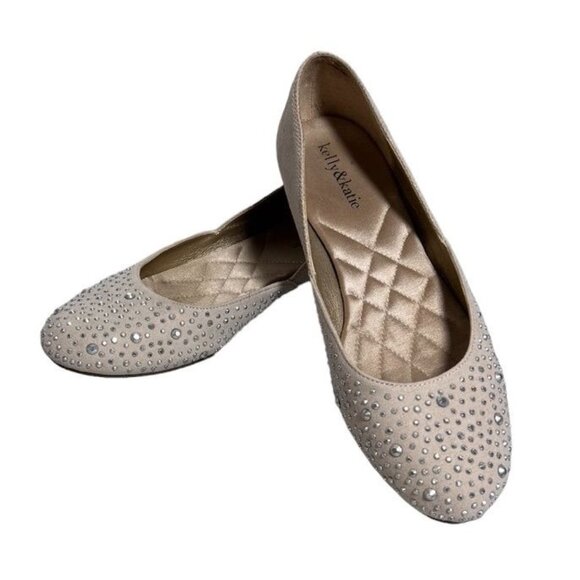 Kelly & Katie Florence Sparkle Toe Ballet Flats in Taupe - Size 8 - Picture 1 of 7